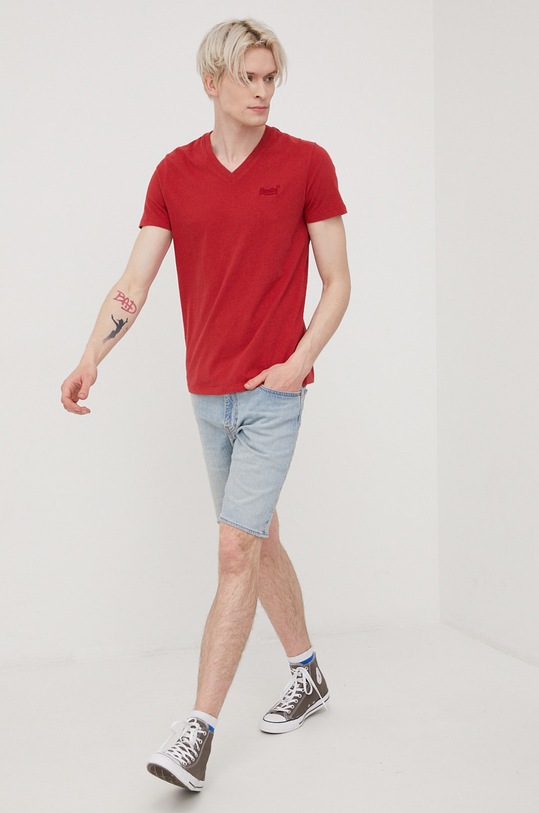 Superdry t-shirt bawełniany M1011170A.6CY czerwony SS22
