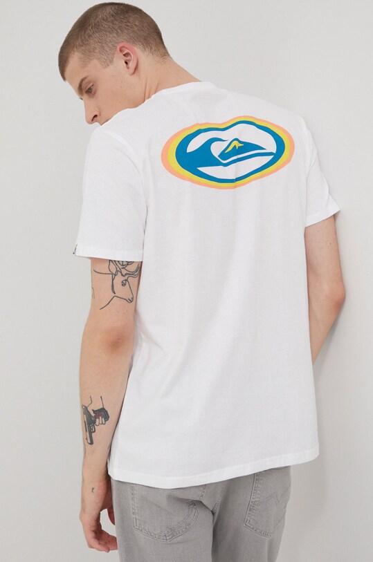 Bavlněné tričko Quiksilver potisk bílá EQYZT06658