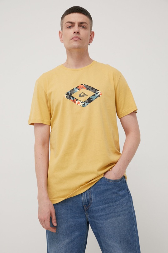 Quiksilver t-shirt bawełniany EQYZT06664 żółty SS22