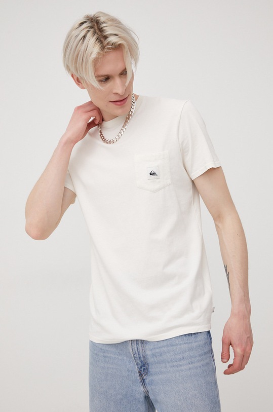 Quiksilver t-shirt bawełniany bawełna beżowy EQYZT06692