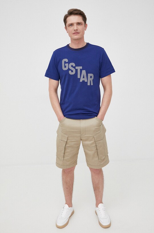 G-Star tricou din bumbac print bleumarin D21198.336