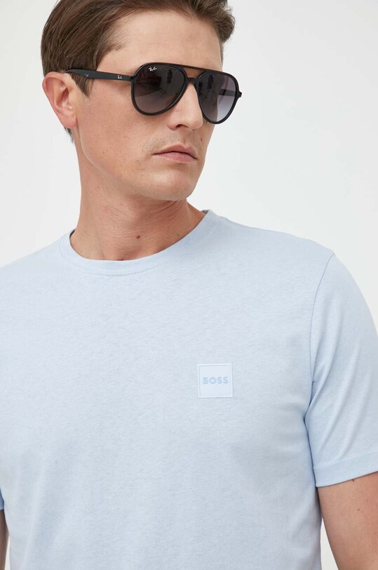 Bavlněné tričko BOSS CASUAL modrá 50472584