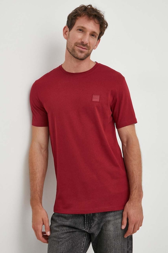 BOSS Orange t-shirt bawełniany bawełna bordowy 50472584