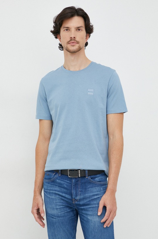 BOSS t-shirt bawełniany BOSS ORANGE regular niebieski 50472584