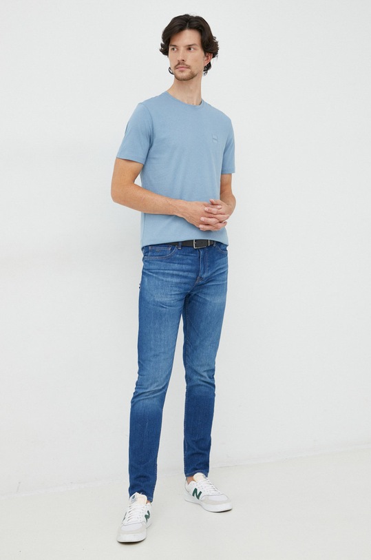 BOSS t-shirt bawełniany BOSS ORANGE 50472584 niebieski AA00