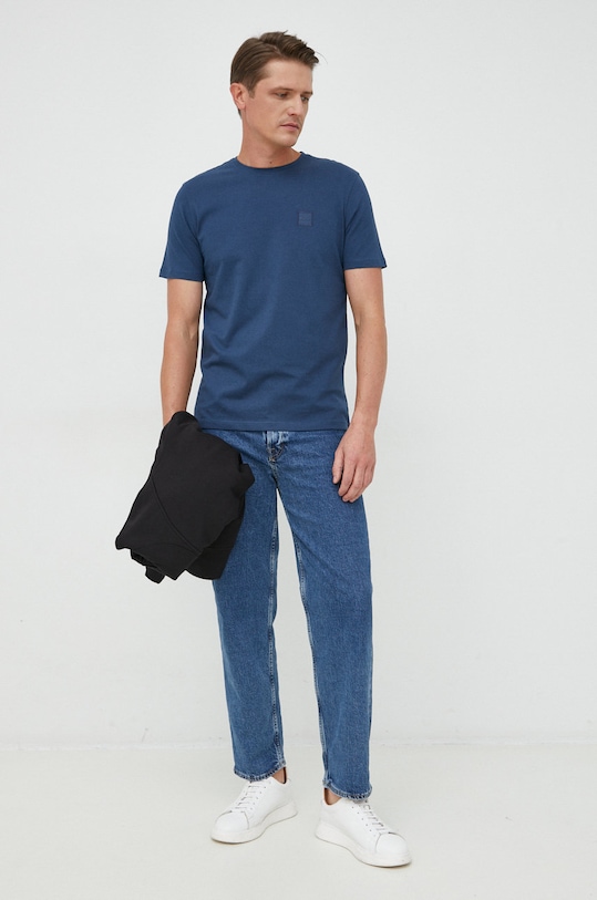 BOSS t-shirt bawełniany BOSS ORANGE 50472584 granatowy AA00
