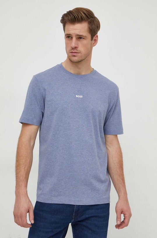 BOSS t-shirt BOSS ORANGE z elastanem fioletowy 50473278