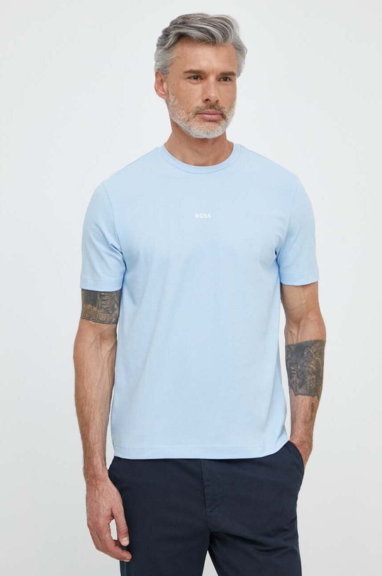 BOSS t-shirt BOSS ORANGE z elastanem niebieski 50473278