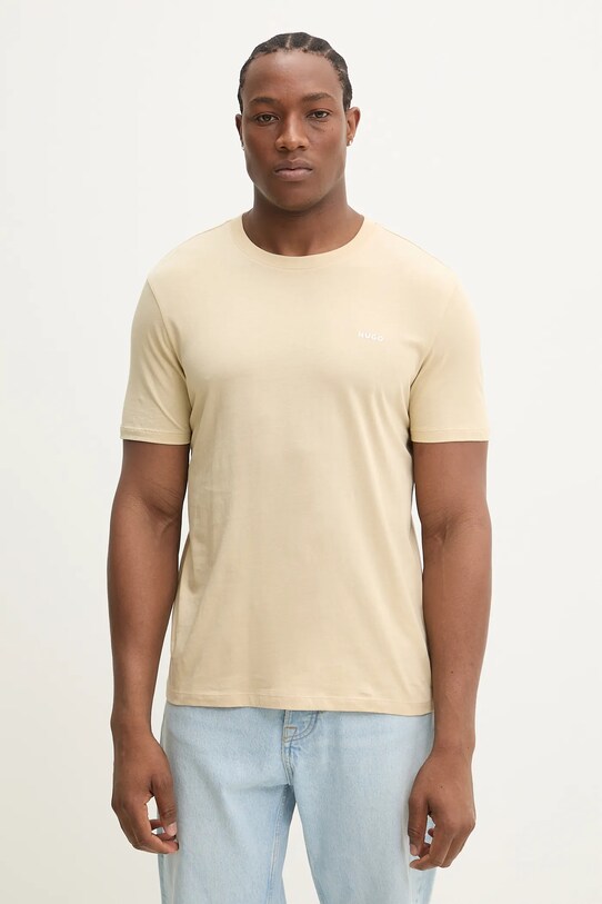 HUGO tricou din bumbac uni bej 50466158