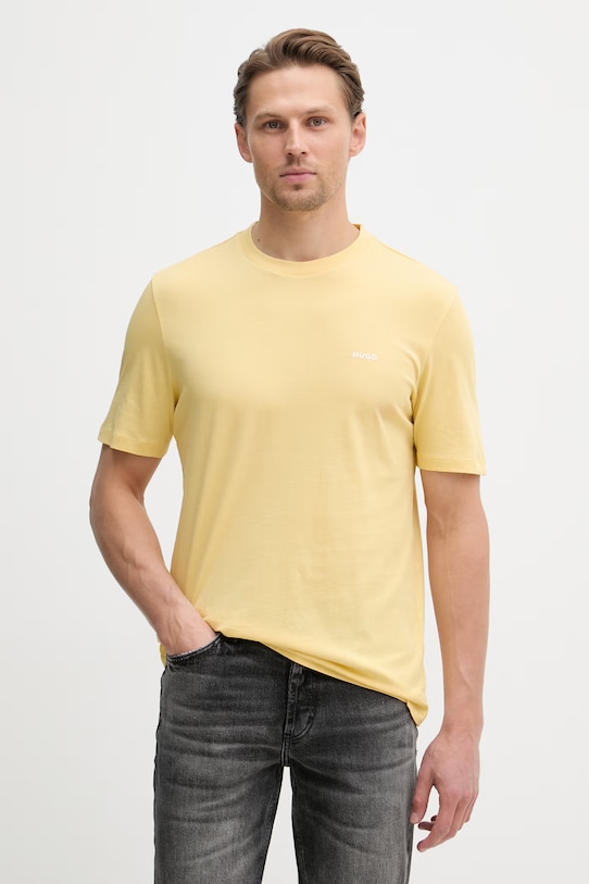 HUGO T-shirt męski bawełniany Dero222 żółty 50466158