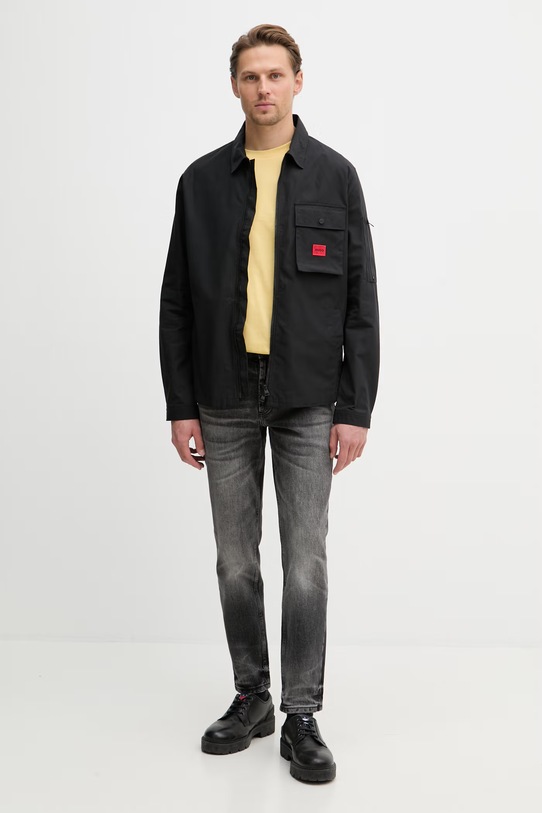 HUGO T-shirt męski bawełniany Dero222 50466158 żółty SS26