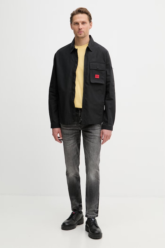 HUGO T-shirt męski bawełniany Dero222 50466158 żółty SS26