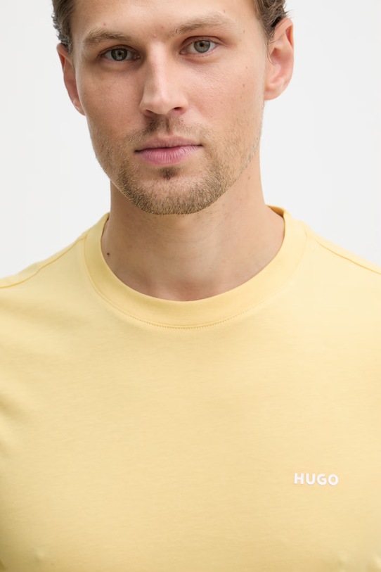 HUGO T-shirt męski bawełniany Dero222 żółty 50466158