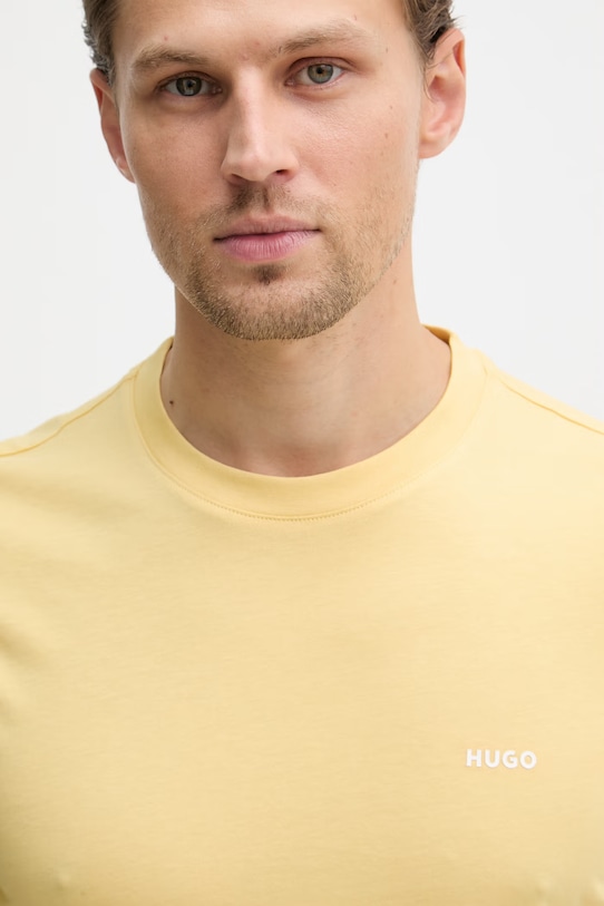 HUGO T-shirt męski bawełniany Dero222 żółty 50466158
