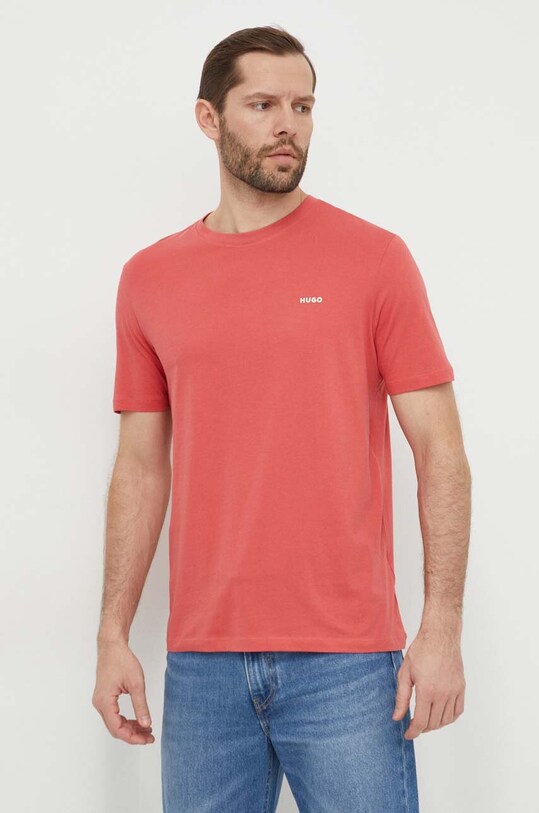 HUGO tricou din bumbac uni rosu 50466158