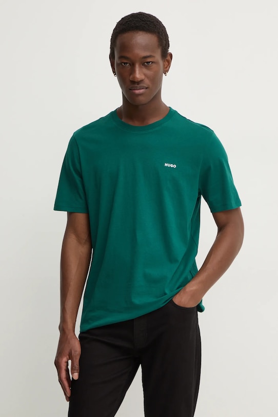 Хлопковая футболка HUGO Dero222 хлопок зелёный 50466158