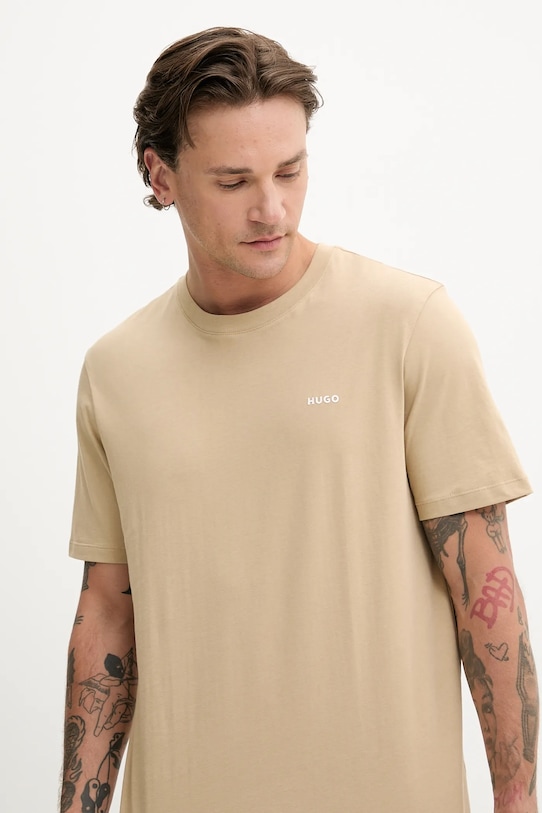 HUGO t-shirt bawełniany beżowy 50466158