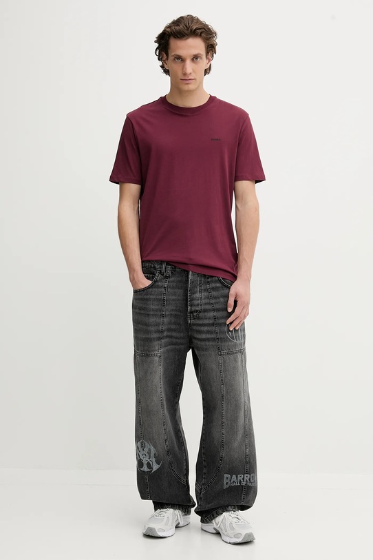 HUGO t-shirt bawełniany 50466158 bordowy AA00