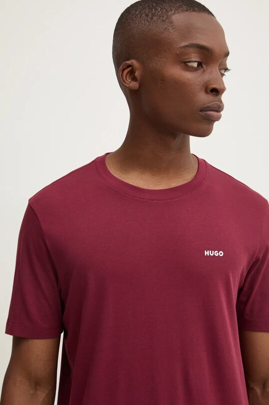 HUGO tricou din bumbac burgundia 50466158