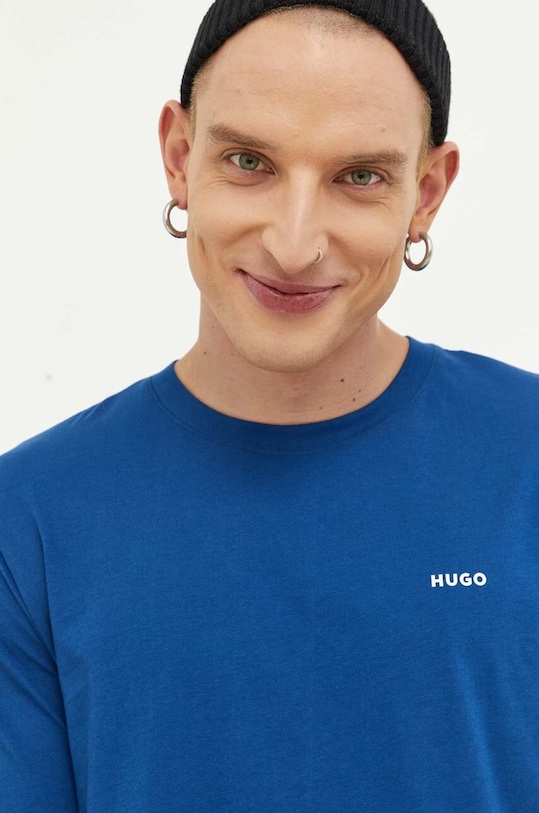 HUGO tricou din bumbac uni albastru 50466158
