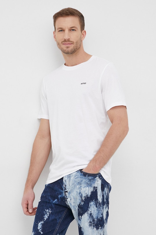 HUGO tricou din bumbac uni alb 50466158
