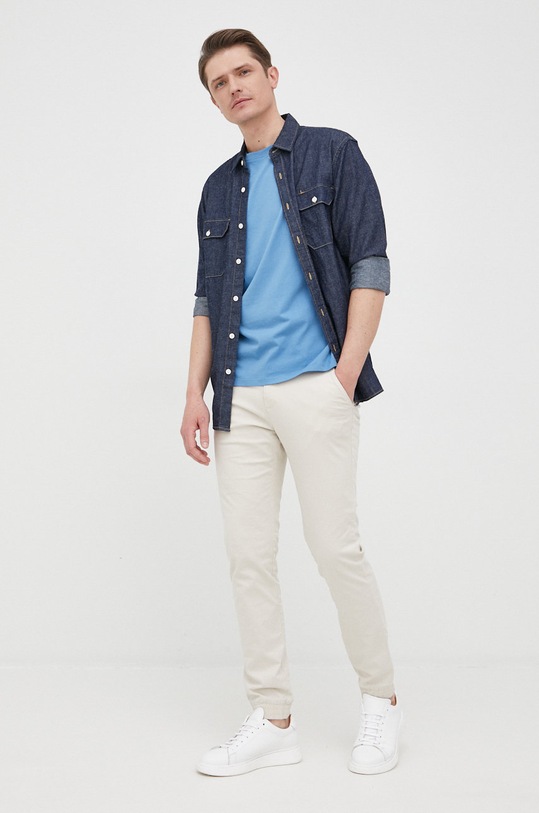 HUGO t-shirt bawełniany Dero222 50466158 niebieski AA00