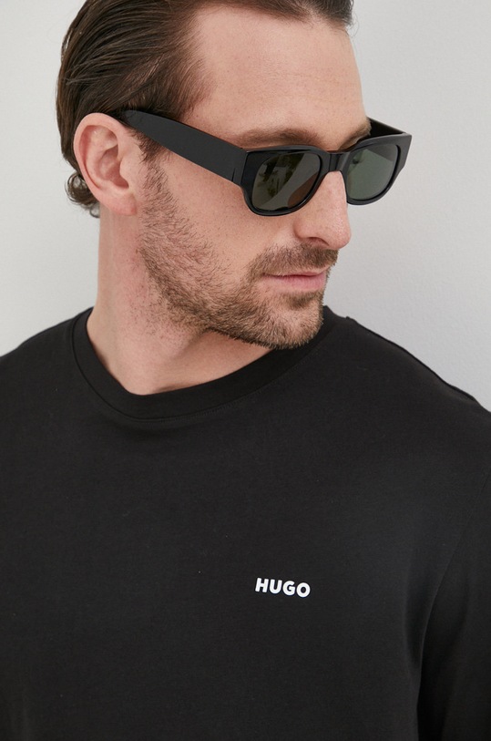 HUGO pamut póló fekete 50466158