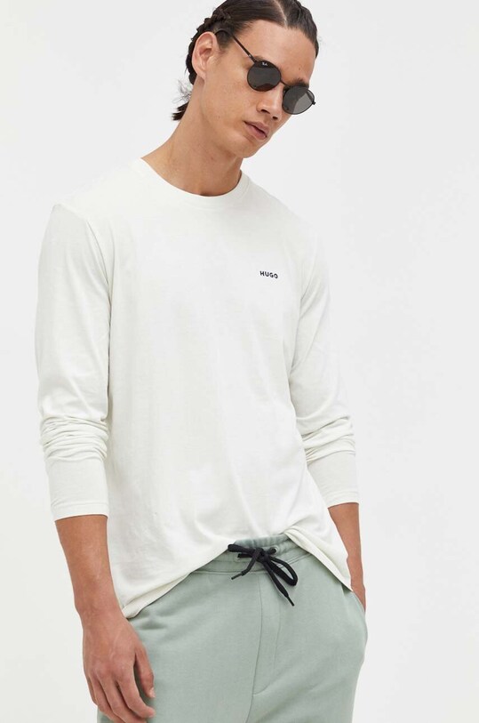 HUGO longsleeve din bumbac uni verde 50466159