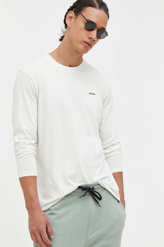 HUGO longsleeve bawełniany bawełna zielony 50466159