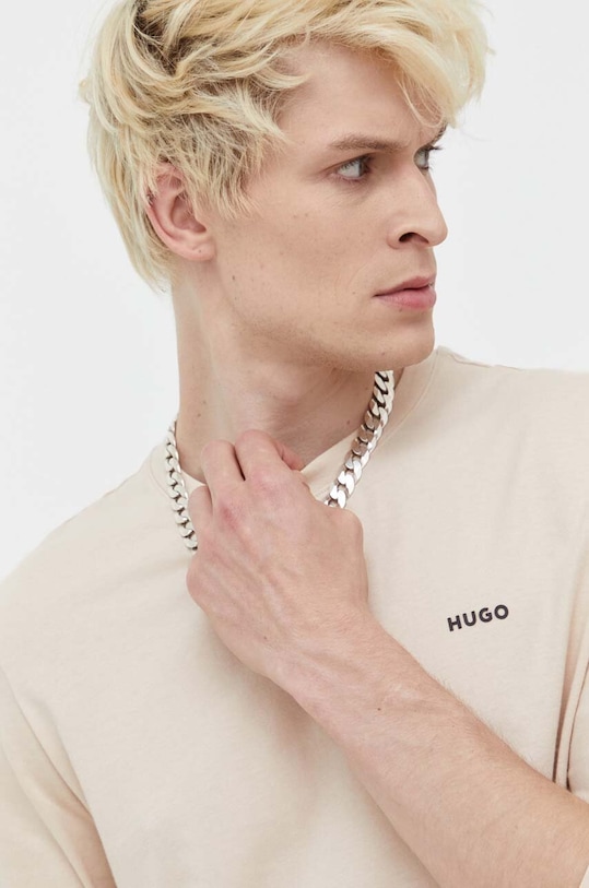 HUGO longsleeve bawełniany beżowy 50466159