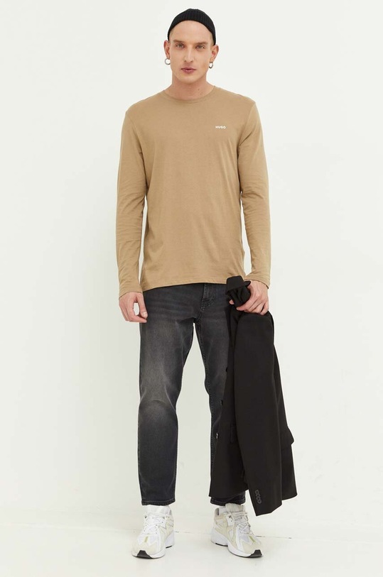 HUGO longsleeve bawełniany 50466159 beżowy AA00