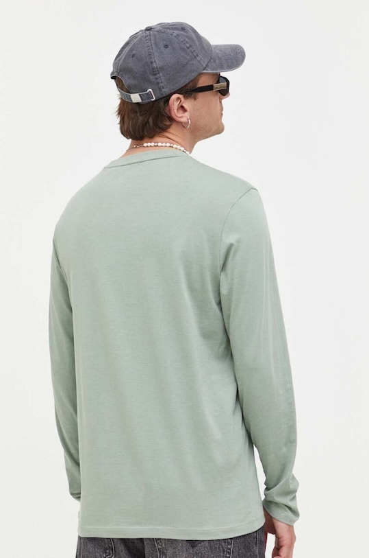 Oblečenie Bavlnené tričko s dlhým rukávom HUGO 50466159 zelená