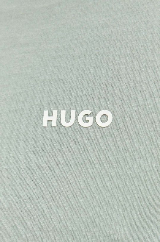 Bavlnené tričko s dlhým rukávom HUGO 50466159 zelená