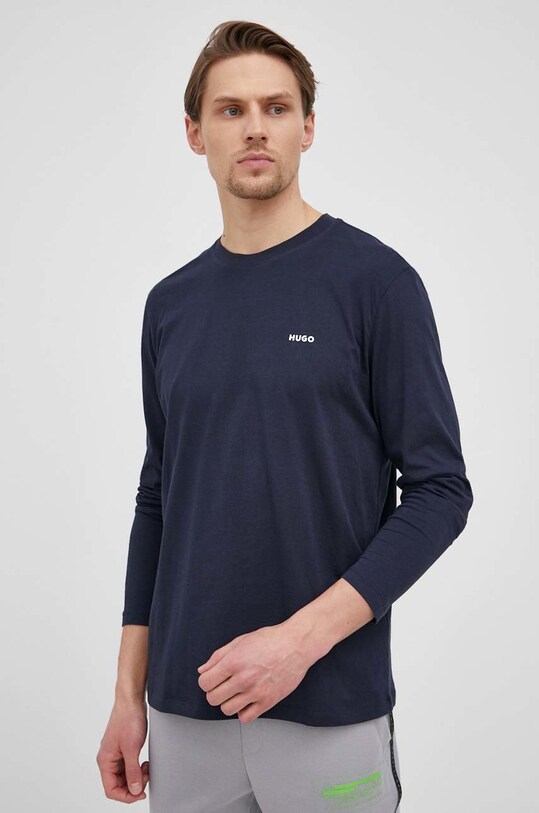 HUGO longsleeve bawełniany nadruk granatowy 50466159