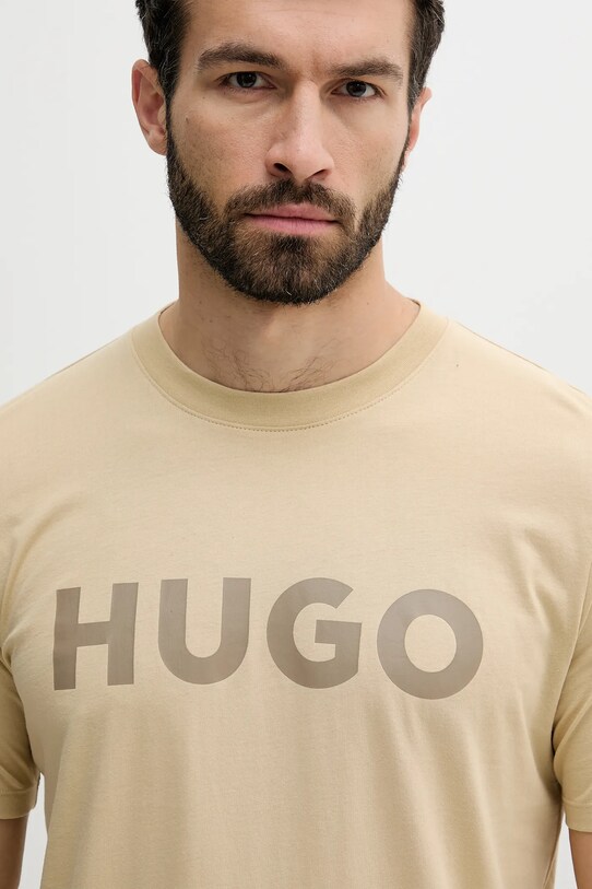 Одежда Хлопковая футболка HUGO 50467556 бежевый