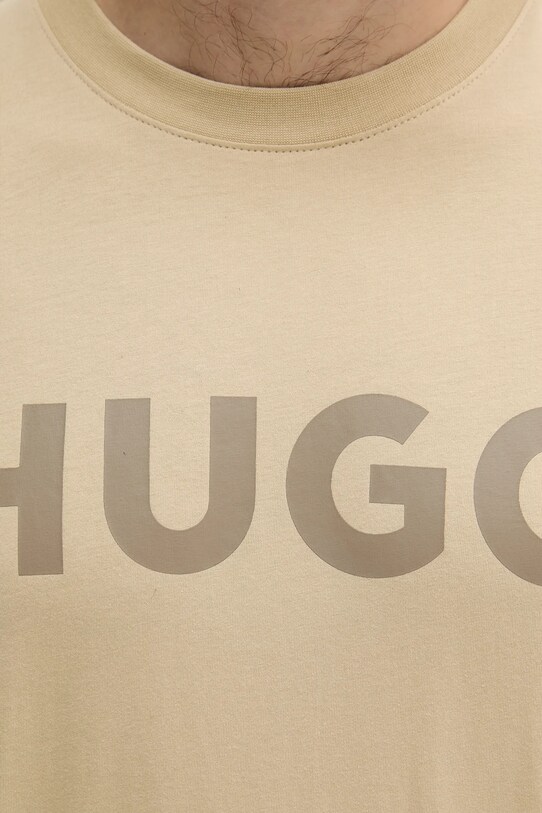 Хлопковая футболка HUGO бежевый 50467556