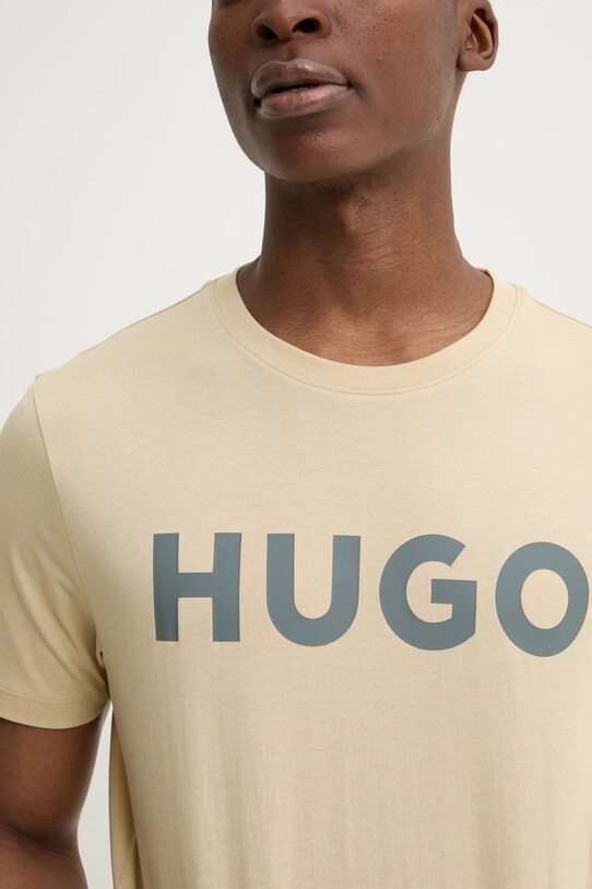 HUGO t-shirt bawełniany beżowy 50467556