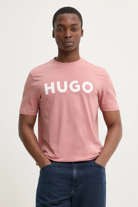 HUGO t-shirt in cotone Dulivio rilassato rosa 50467556