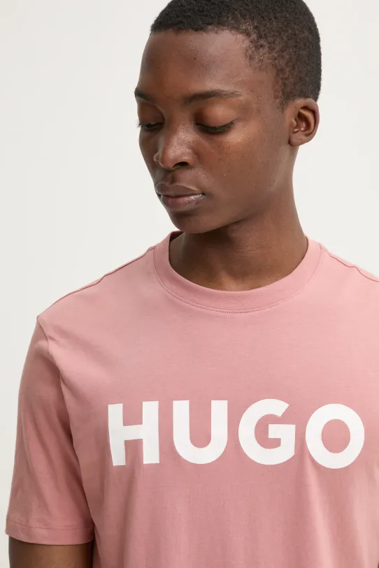 HUGO t-shirt bawełniany różowy 50467556