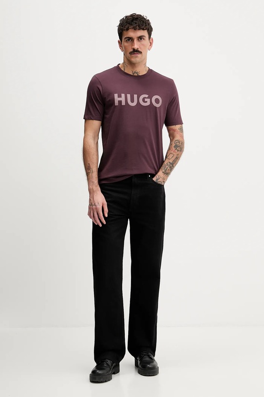 HUGO t-shirt bawełniany 50467556 fioletowy NC00