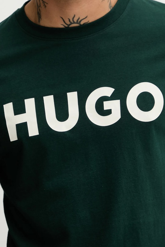 Bavlněné tričko HUGO 50467556 zelená