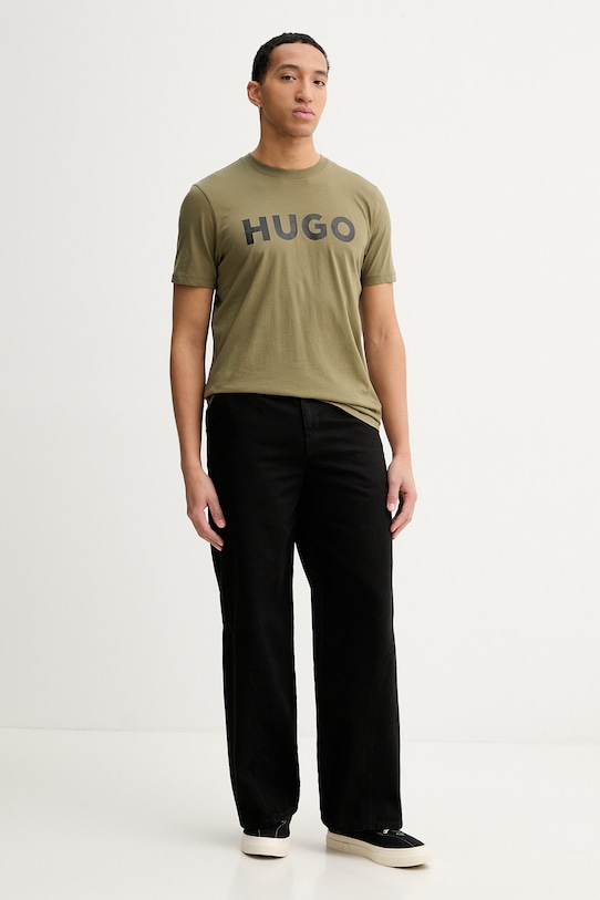 Βαμβακερό μπλουζάκι HUGO San Jared-C 50467556 πράσινο NC00