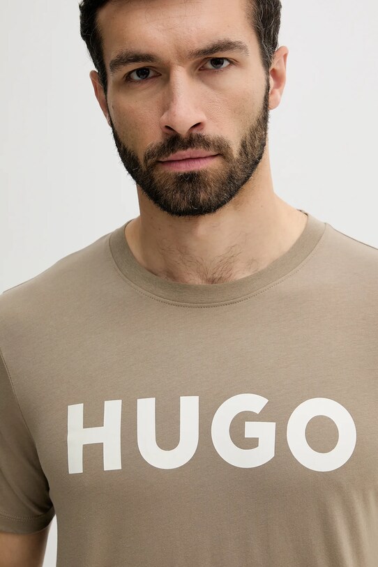 Одежда Хлопковая футболка HUGO 50467556 бежевый