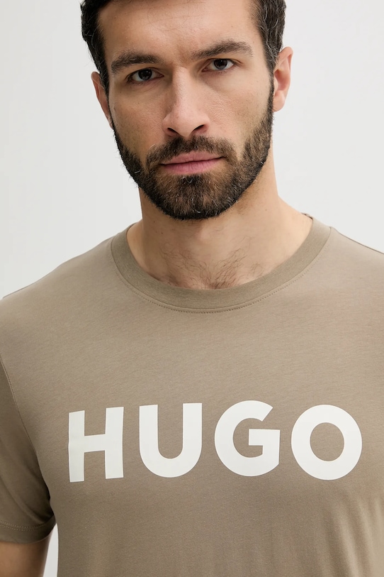 Oblečenie Bavlnené tričko HUGO 50467556 béžová