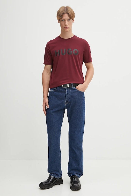 HUGO t-shirt bawełniany 50467556 bordowy NC00