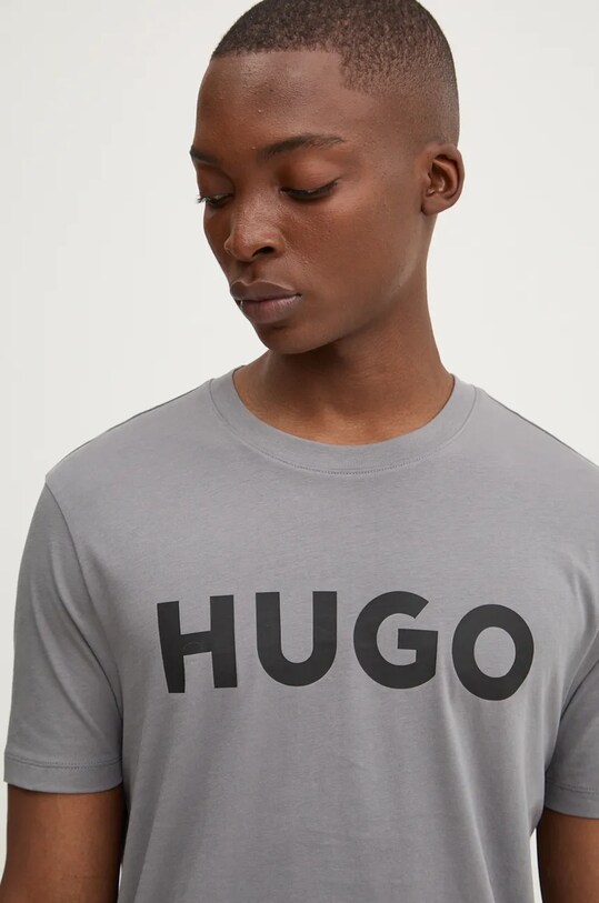 Бавовняна футболка HUGO сірий 50467556