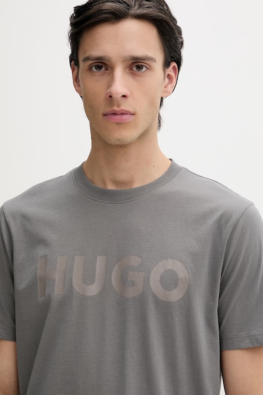 Bavlnené tričko HUGO sivá 50467556