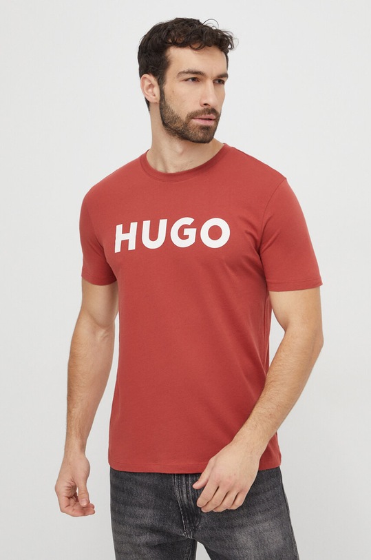 Oblečení Bavlněné tričko HUGO 50467556 červená