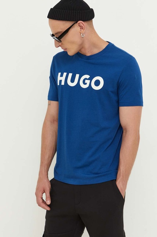 HUGO t-shirt bawełniany niebieski 50467556