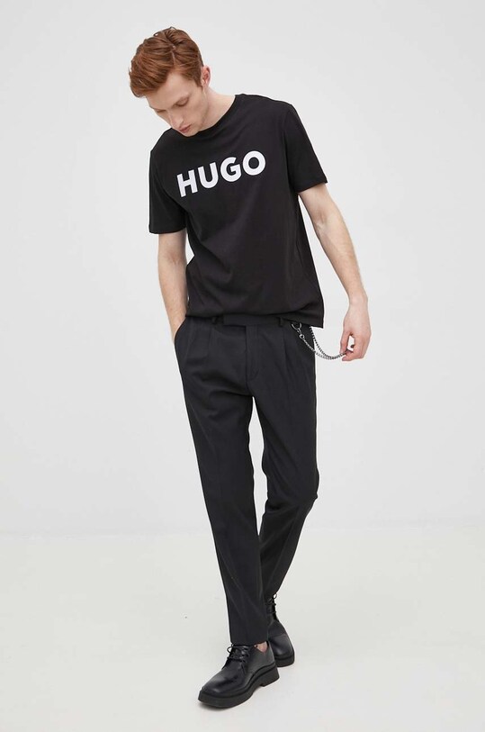 Хлопковая футболка HUGO 50467556 чёрный AA00